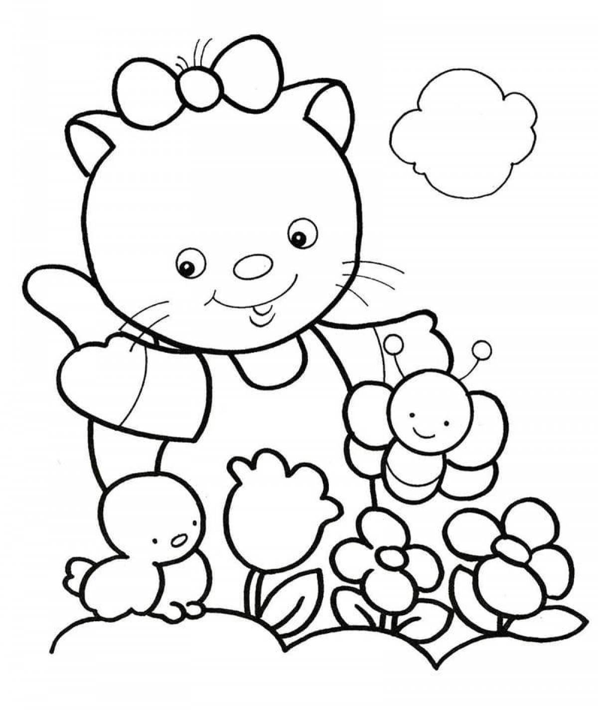 Adorable coloring book for girls 3 years old