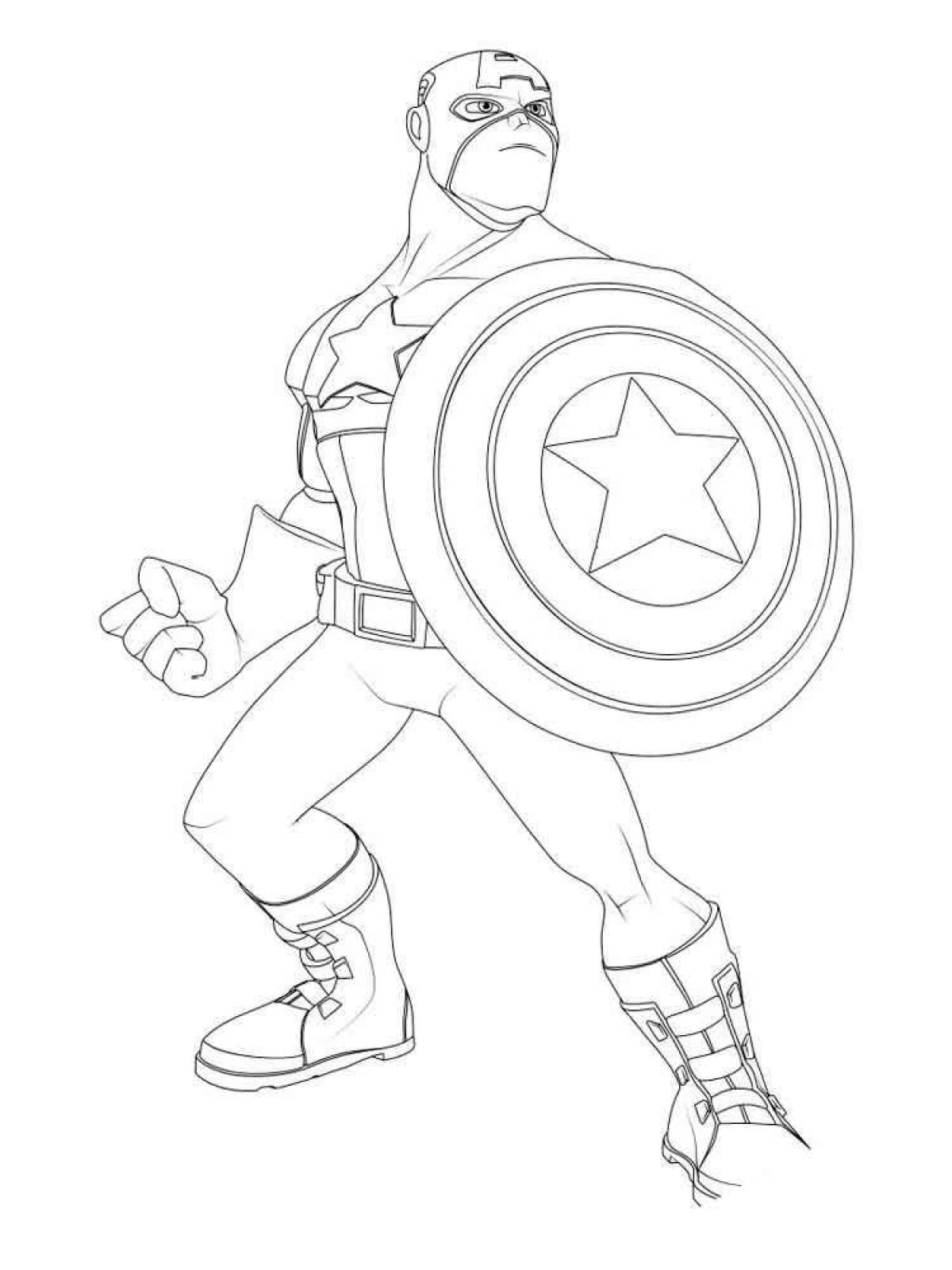 Captain America shining coloring page