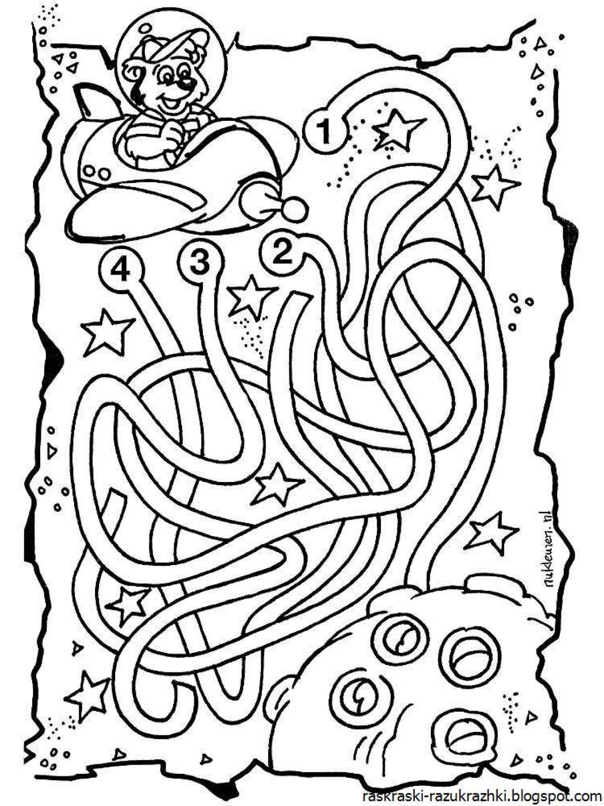 Majestic maze coloring page