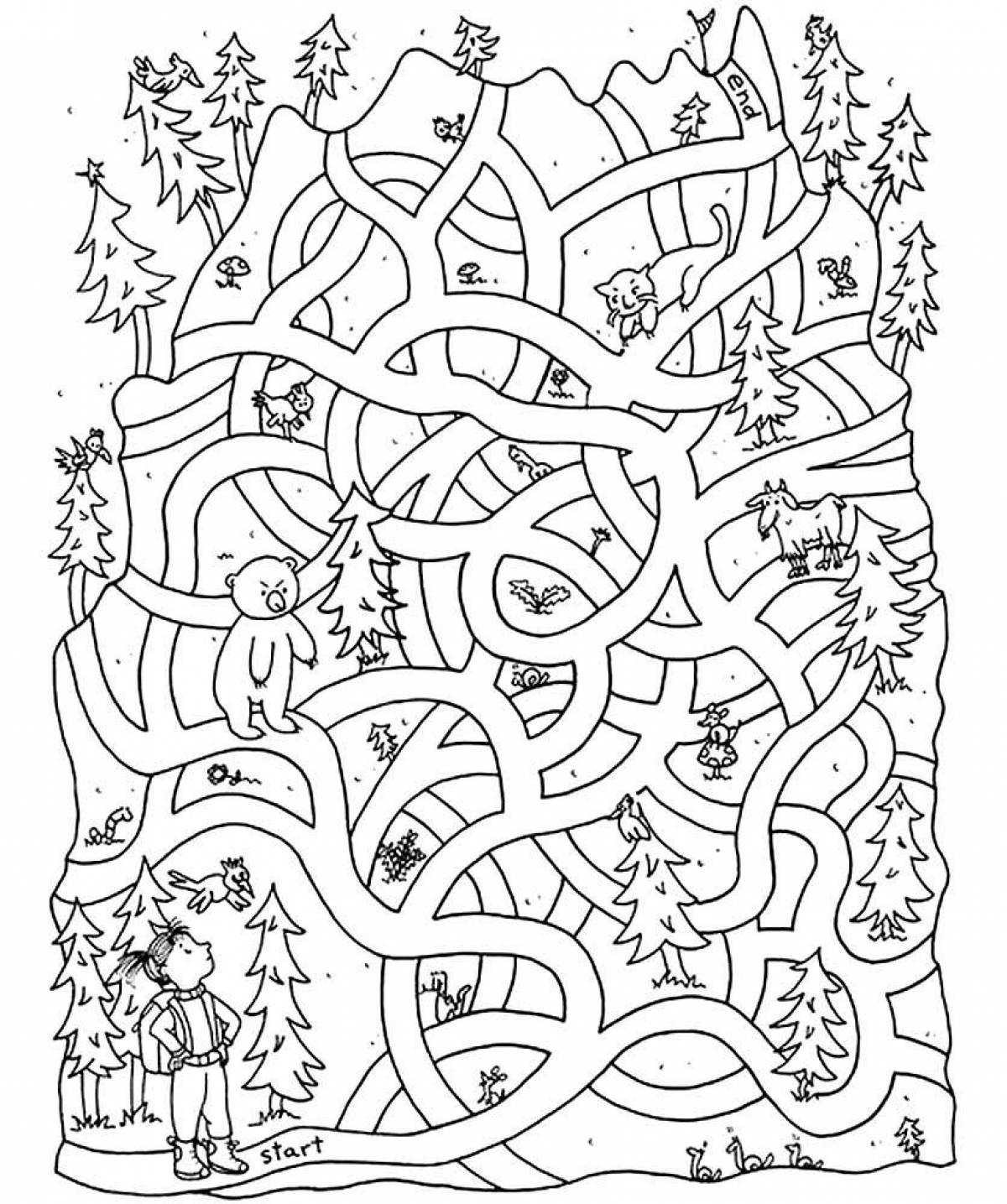 Fancy maze coloring book