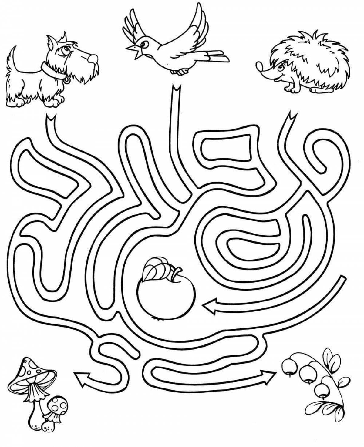 Coloring page inviting maze