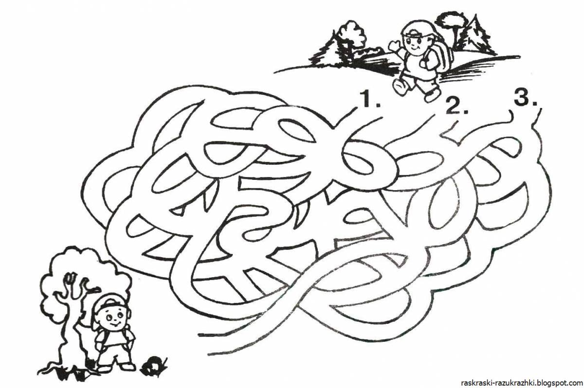 Playful maze coloring page