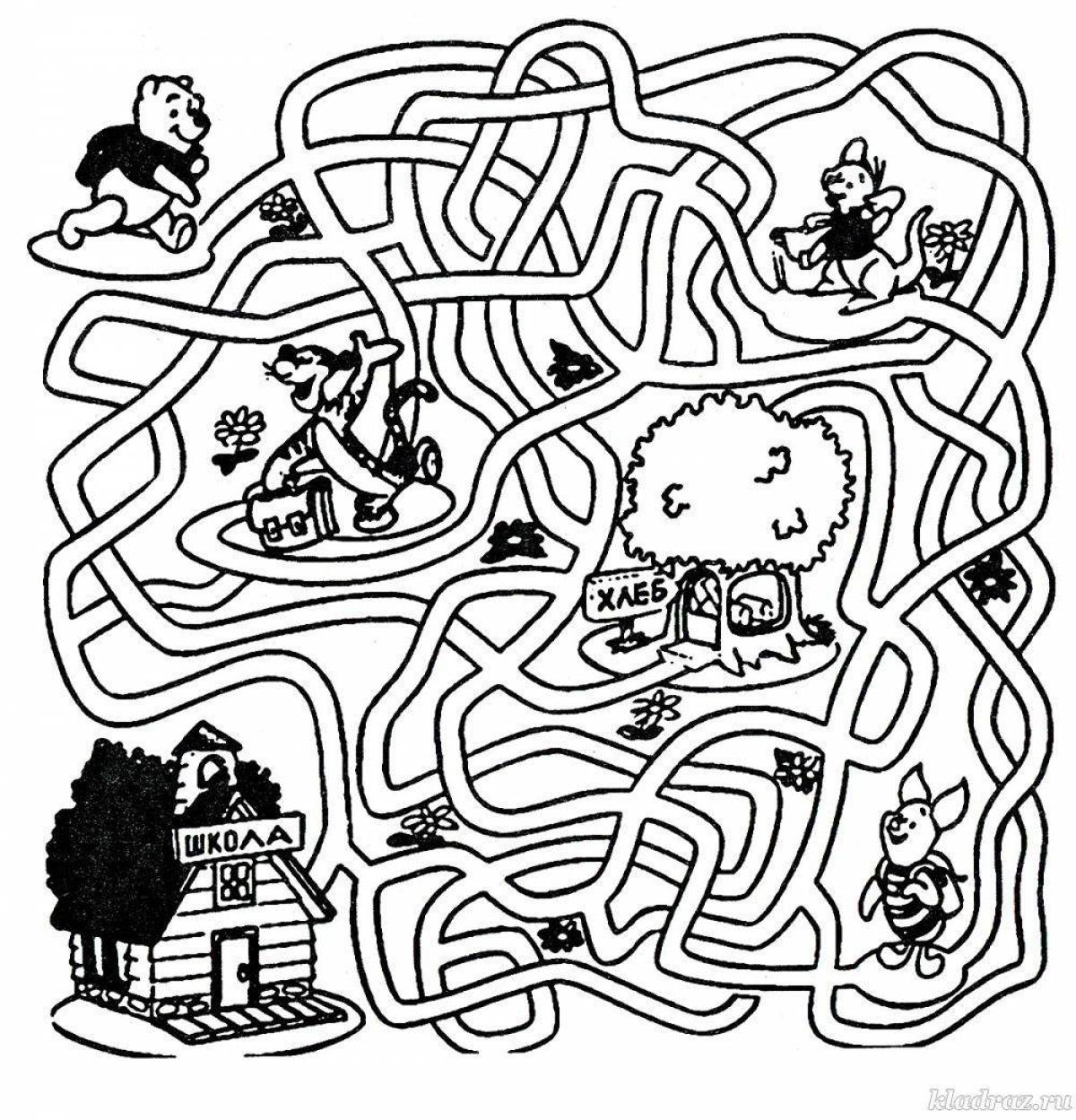Animated maze coloring book