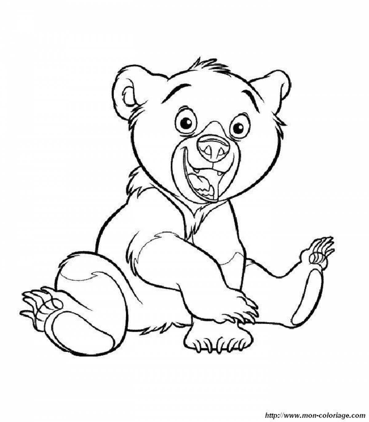 Coloring book funny bear for kids