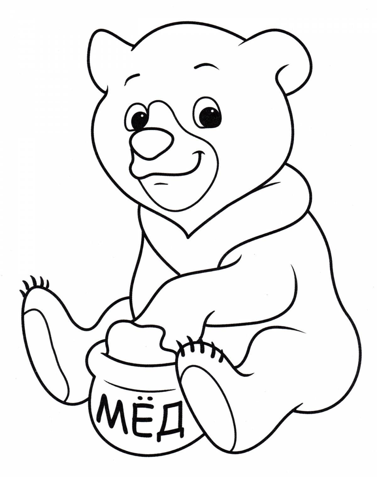 Раскраска пушистый медведь для детей