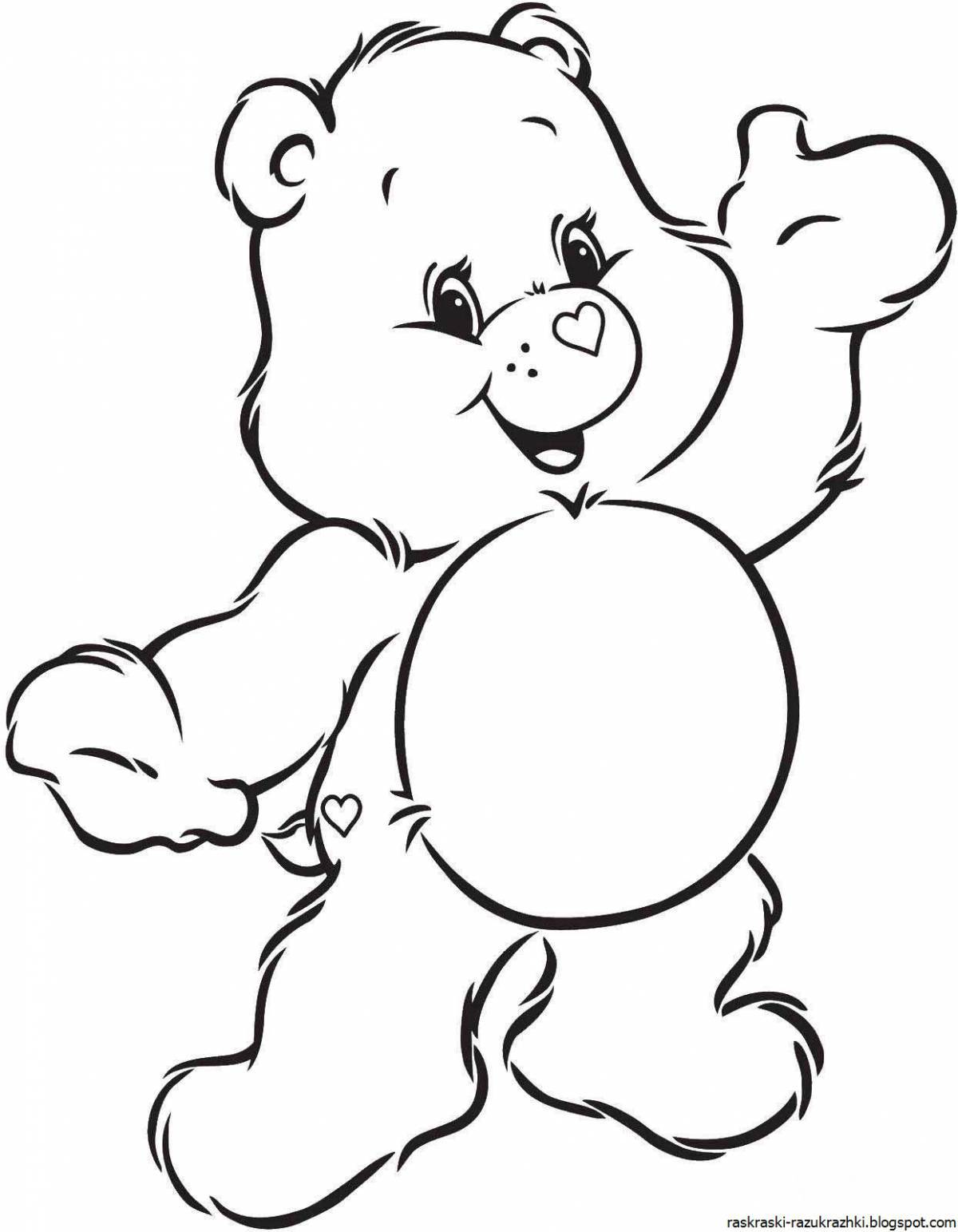 Раскраска дружелюбный медведь для детей
