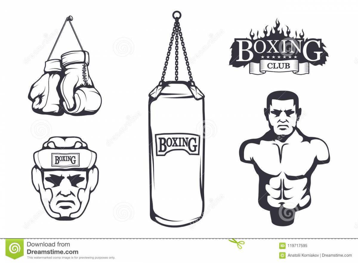Attractive boxing and boo coloring page