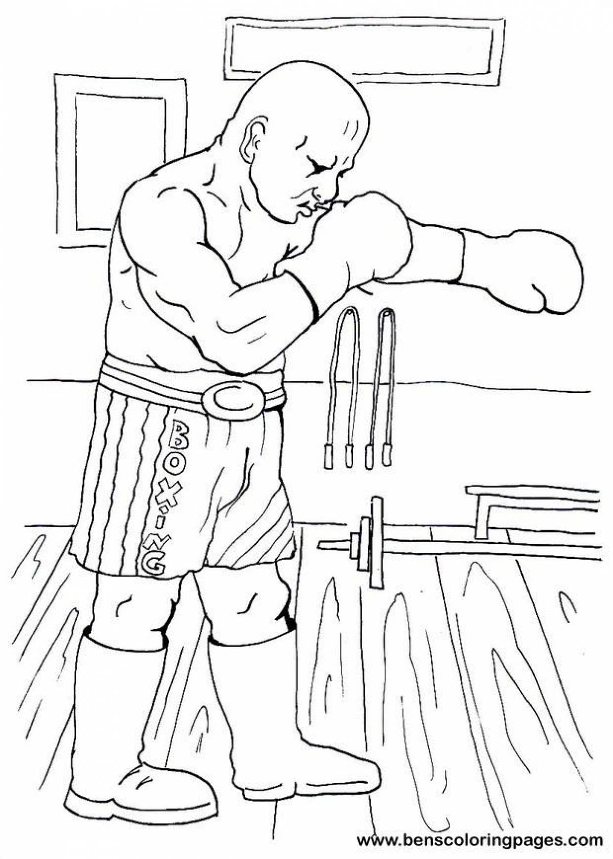 Exciting boxing and boo coloring page