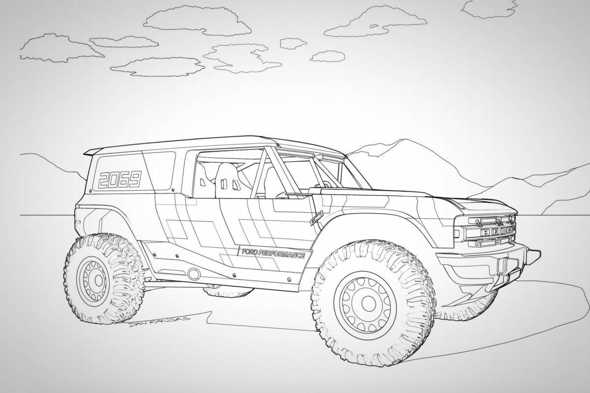 Fabulous jeep coloring page