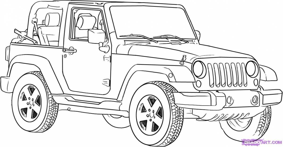 Coloring page elegant jeep