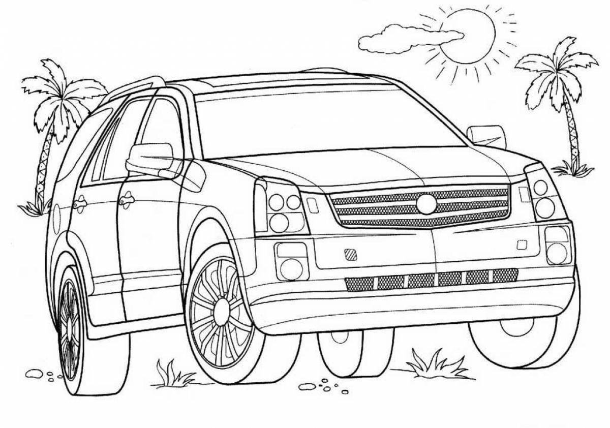 Playful jeep coloring page