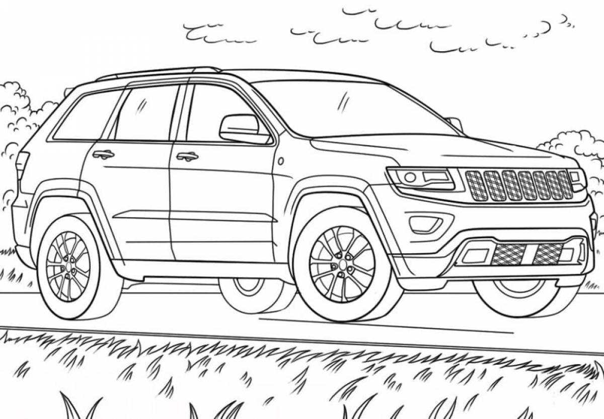 Intriguing jeep coloring book
