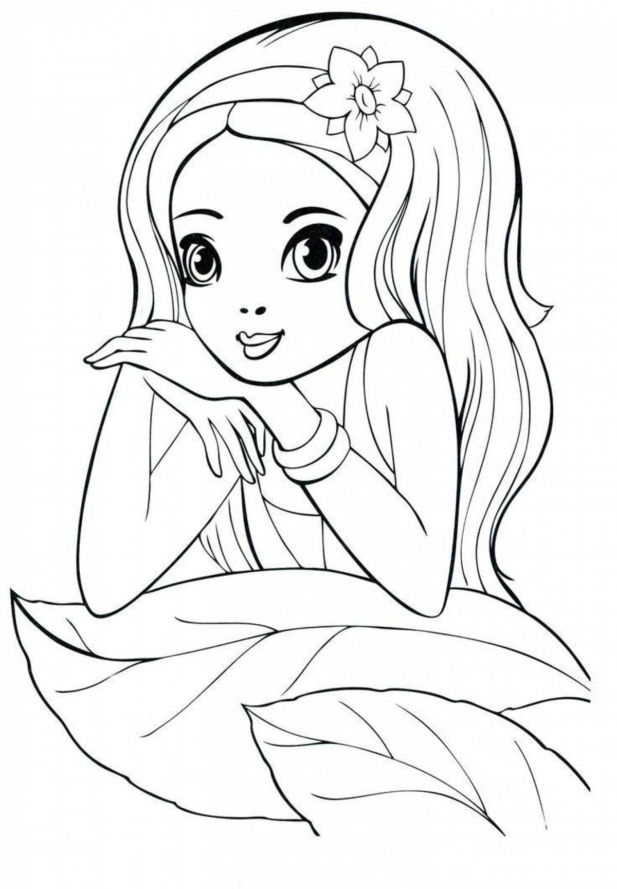Playful coloring pages for girls