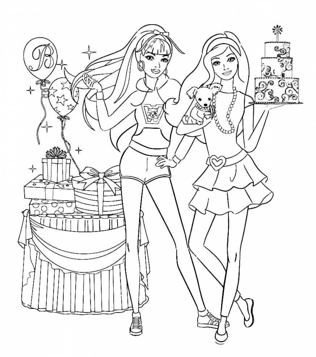 Barbie glitter coloring book