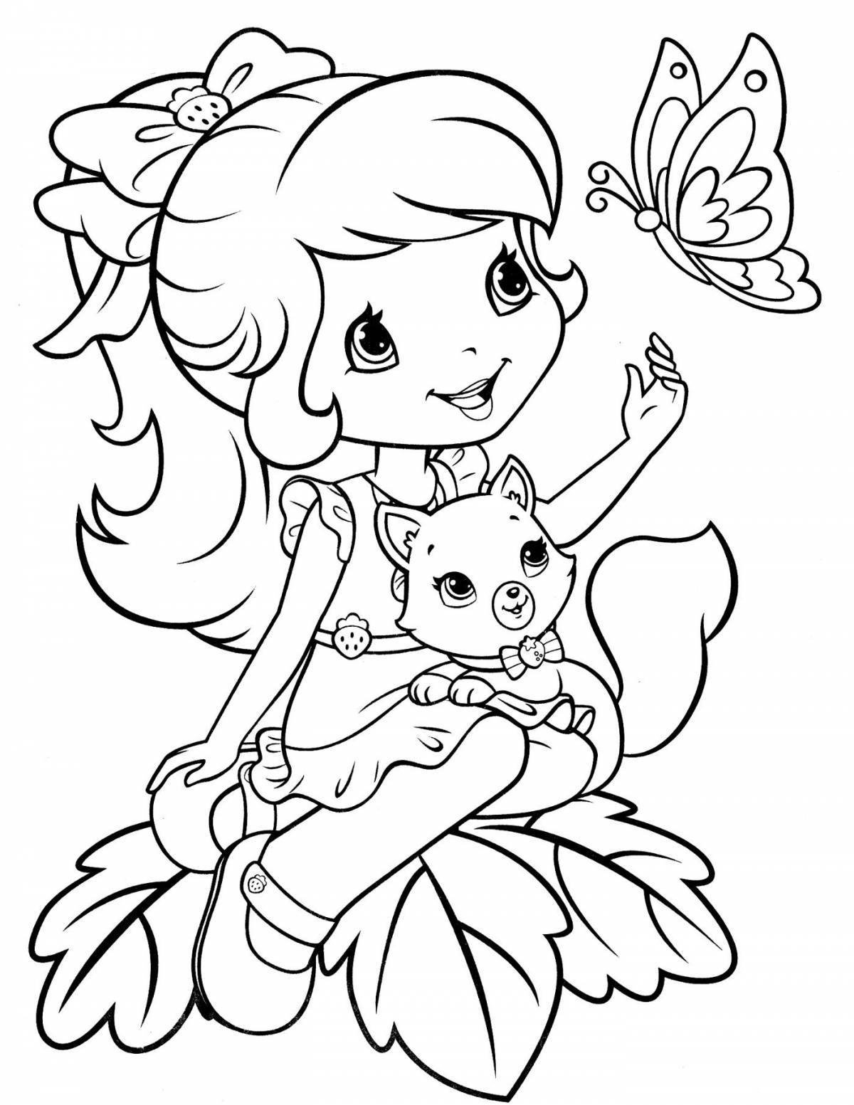 Radiant coloring page girls coloring book