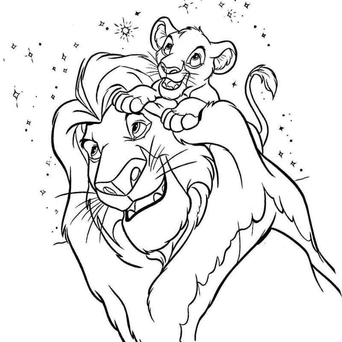 Colorful lion king coloring page