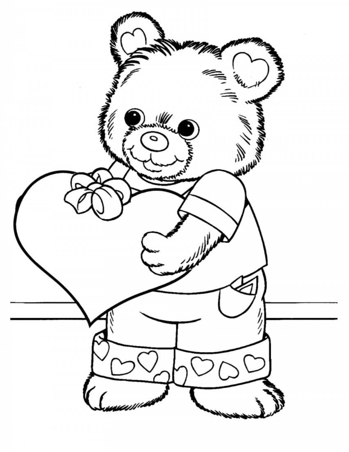 Coloring book gnawing bear cub