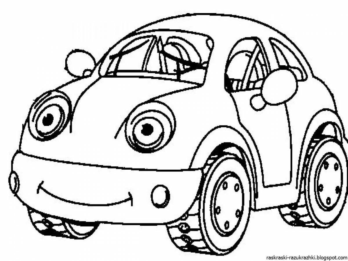Funny cars coloring for kids