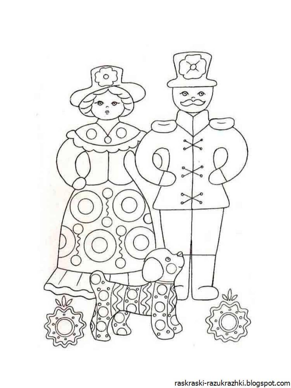 Coloring page charming Dymkovo toy
