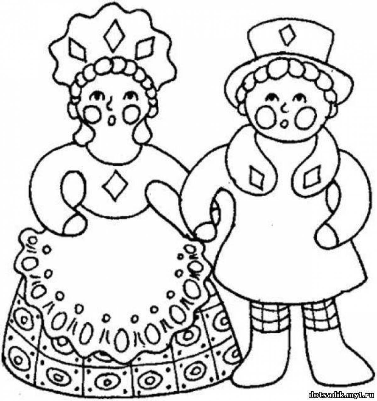 Coloring page spectacular Dymkovo toy