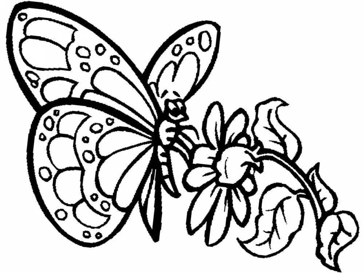 Веселая бабочка-раскраска для детей