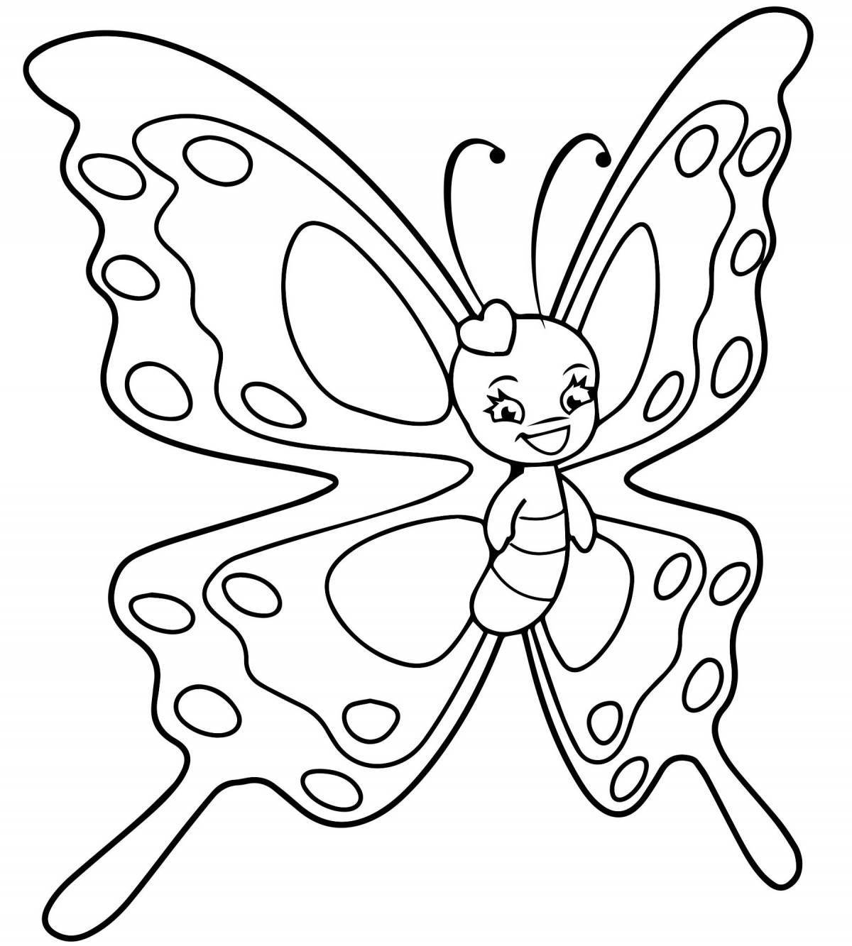 Ослепительная бабочка-раскраска для детей