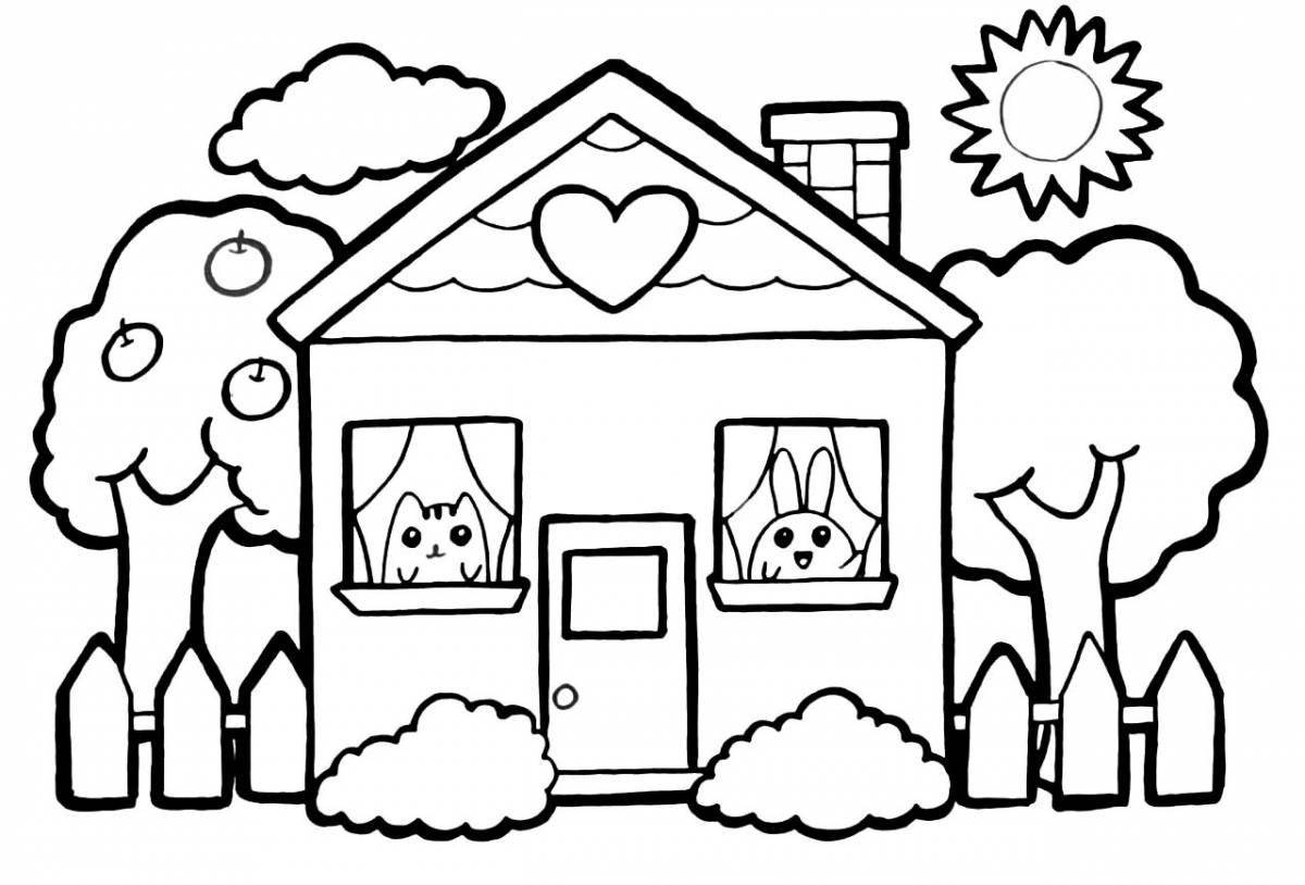 Colorful house coloring book for kids