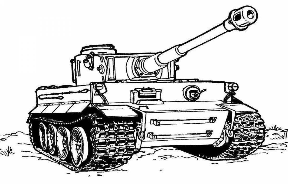 Detailed coloring of tanks for boys