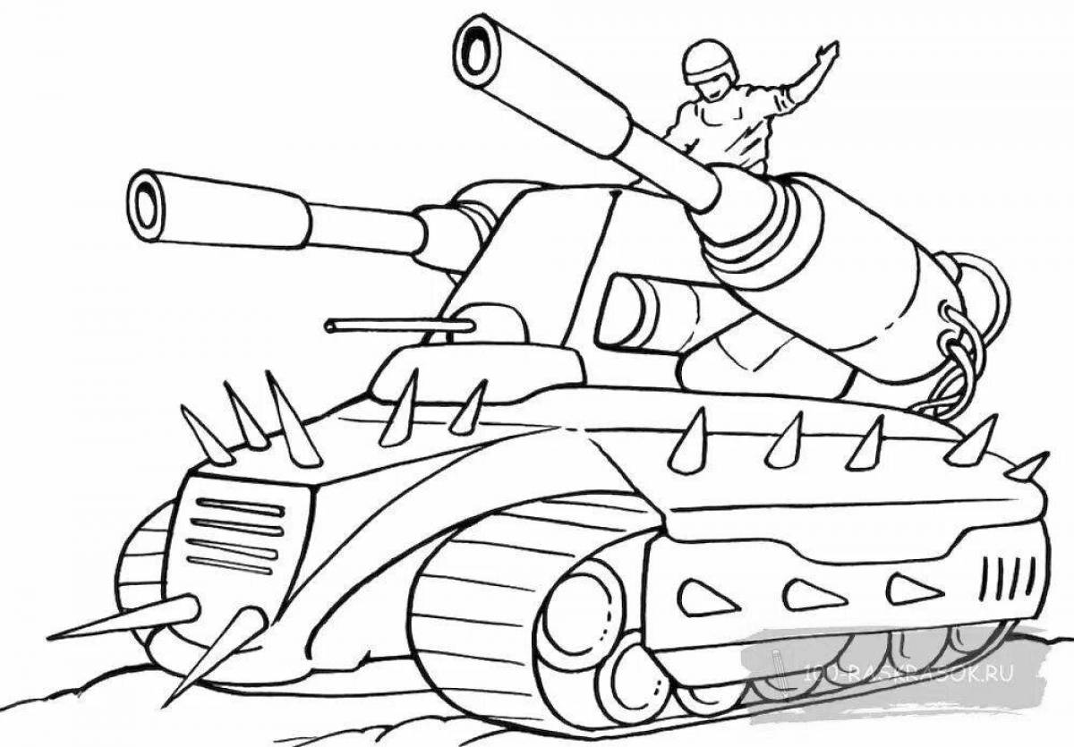 Outstanding boy tank coloring page
