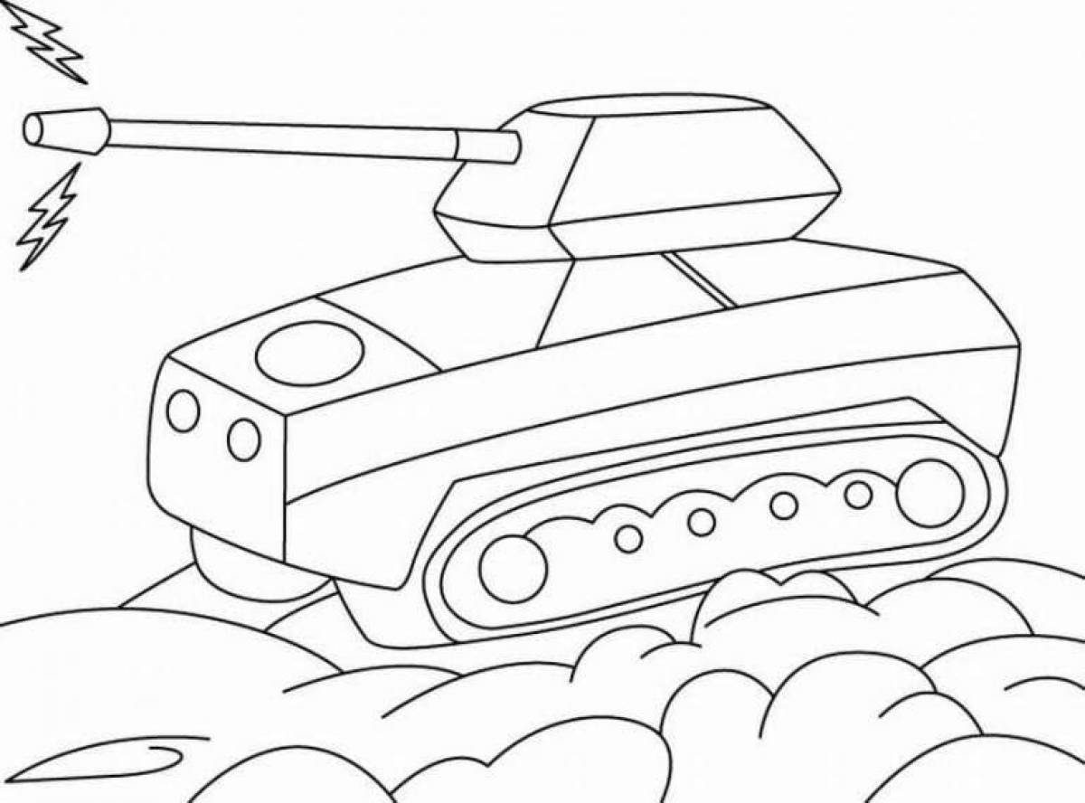Adorable tank coloring page for boys
