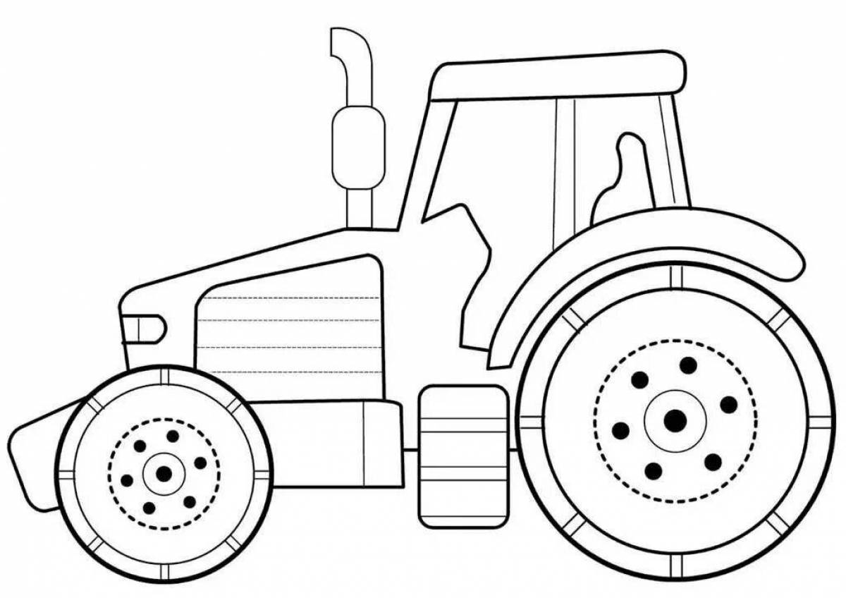 Яркая страница раскраски трактора для детей