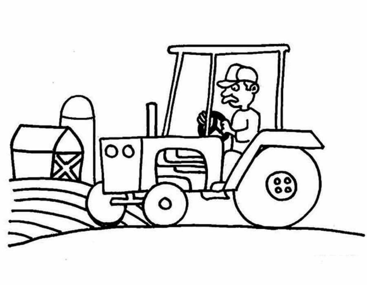 Amazing tractor coloring page for kids