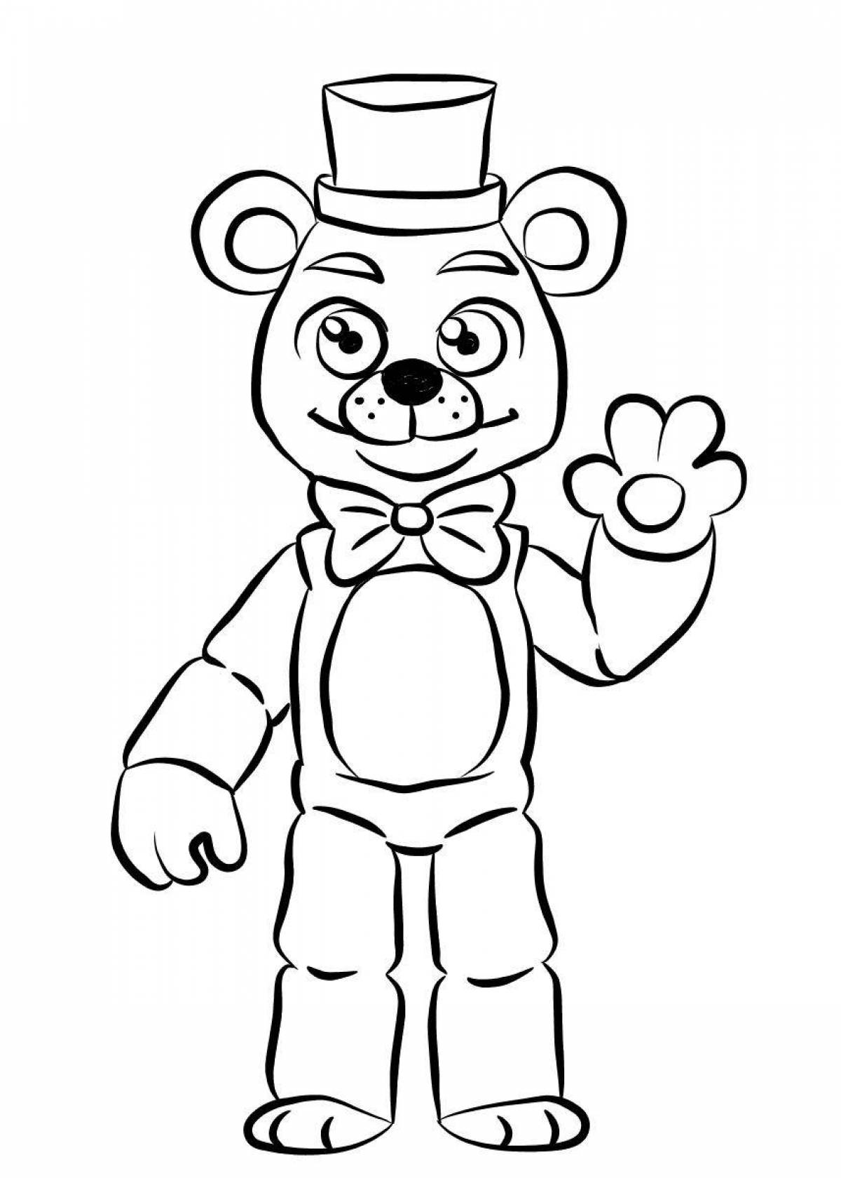 Coloring happy freddy bear