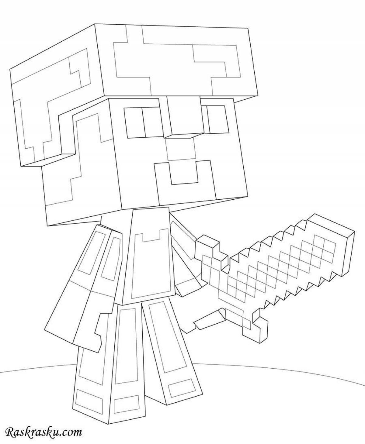 Colorful minecraft coloring book for kids