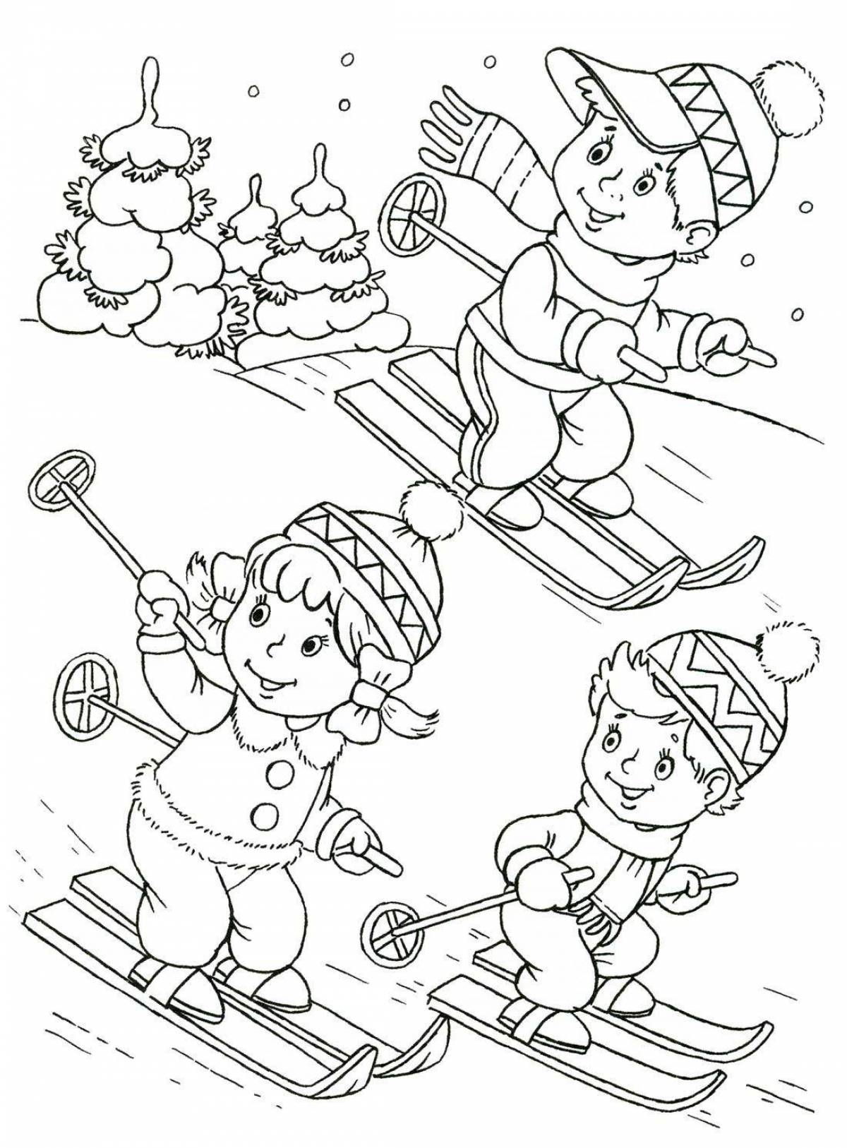 A fun winter coloring book for kids 4-5 years old