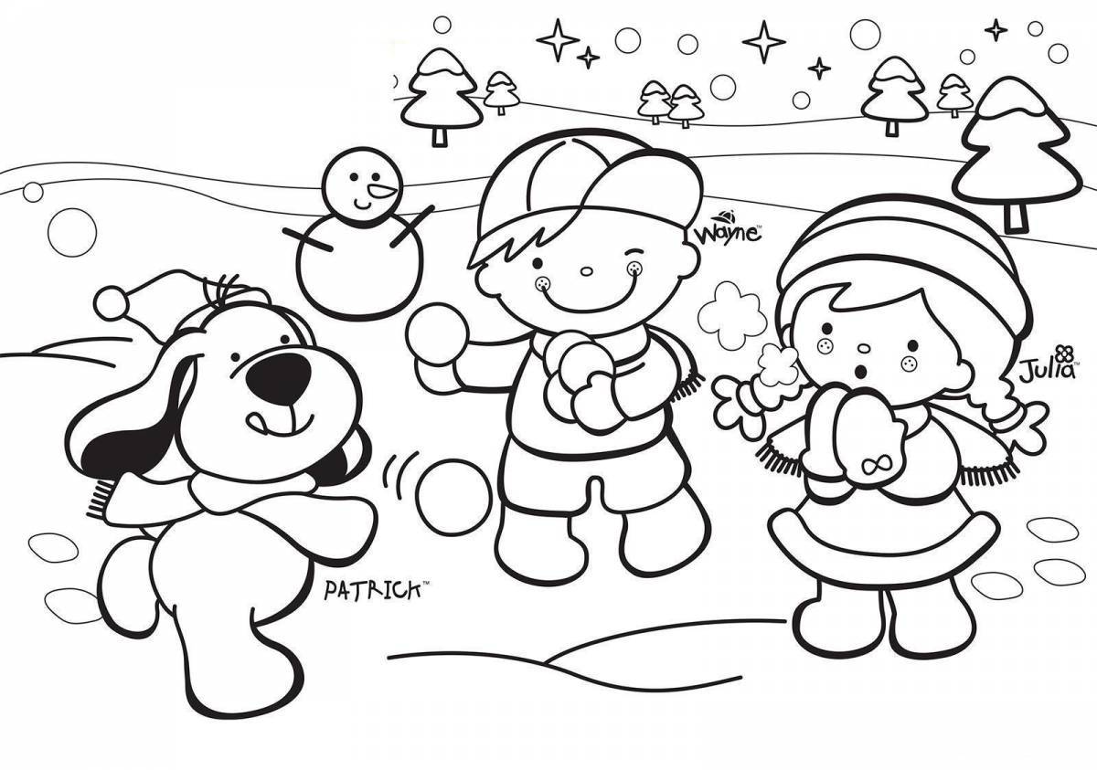 Fabulous winter coloring book for children 4-5 years old