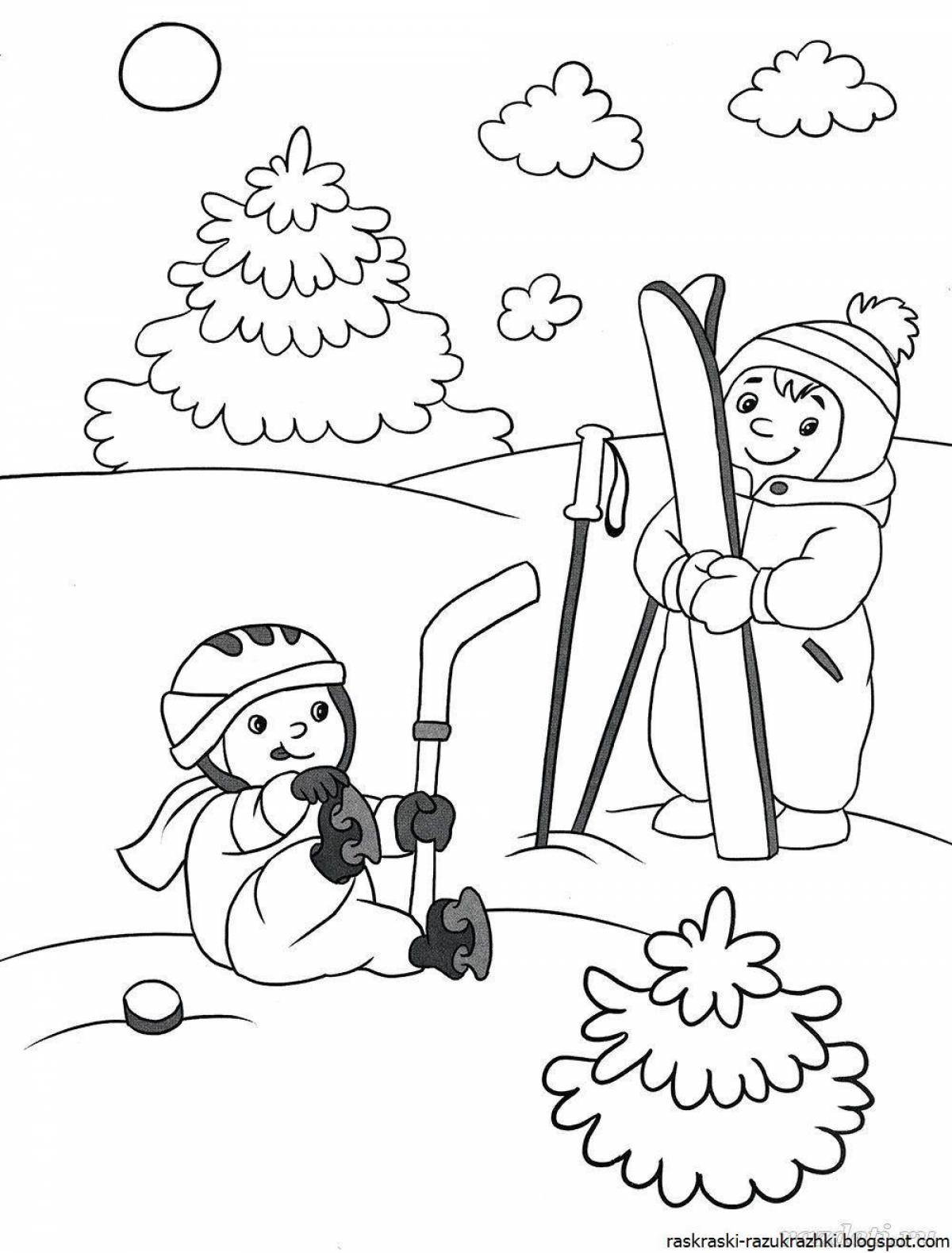 Shiny winter fun coloring book for 4-5 year olds