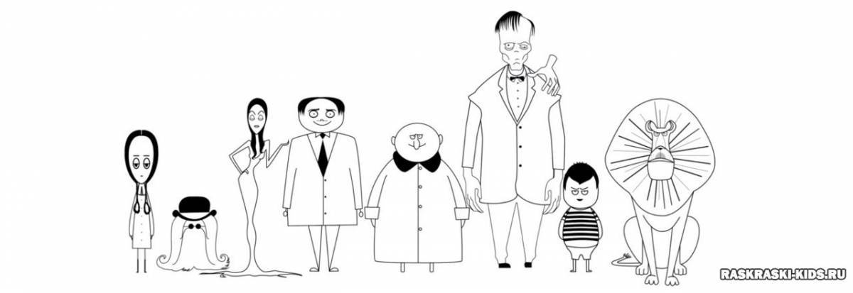 Colorful addams Wednesday coloring page