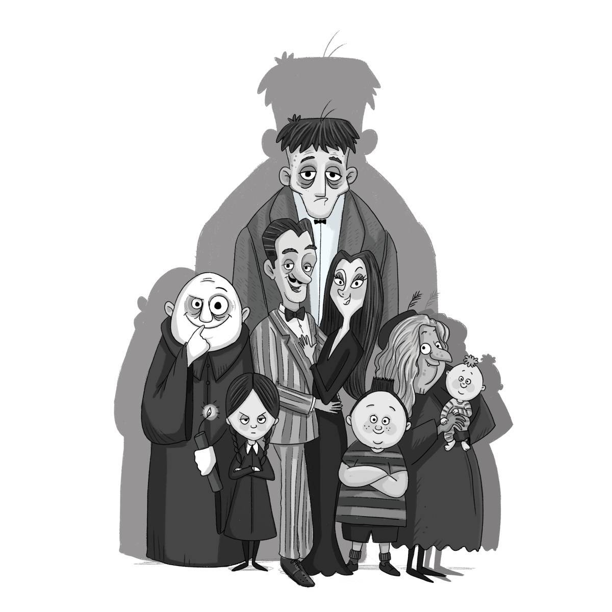 Addams sweet Wednesday coloring page
