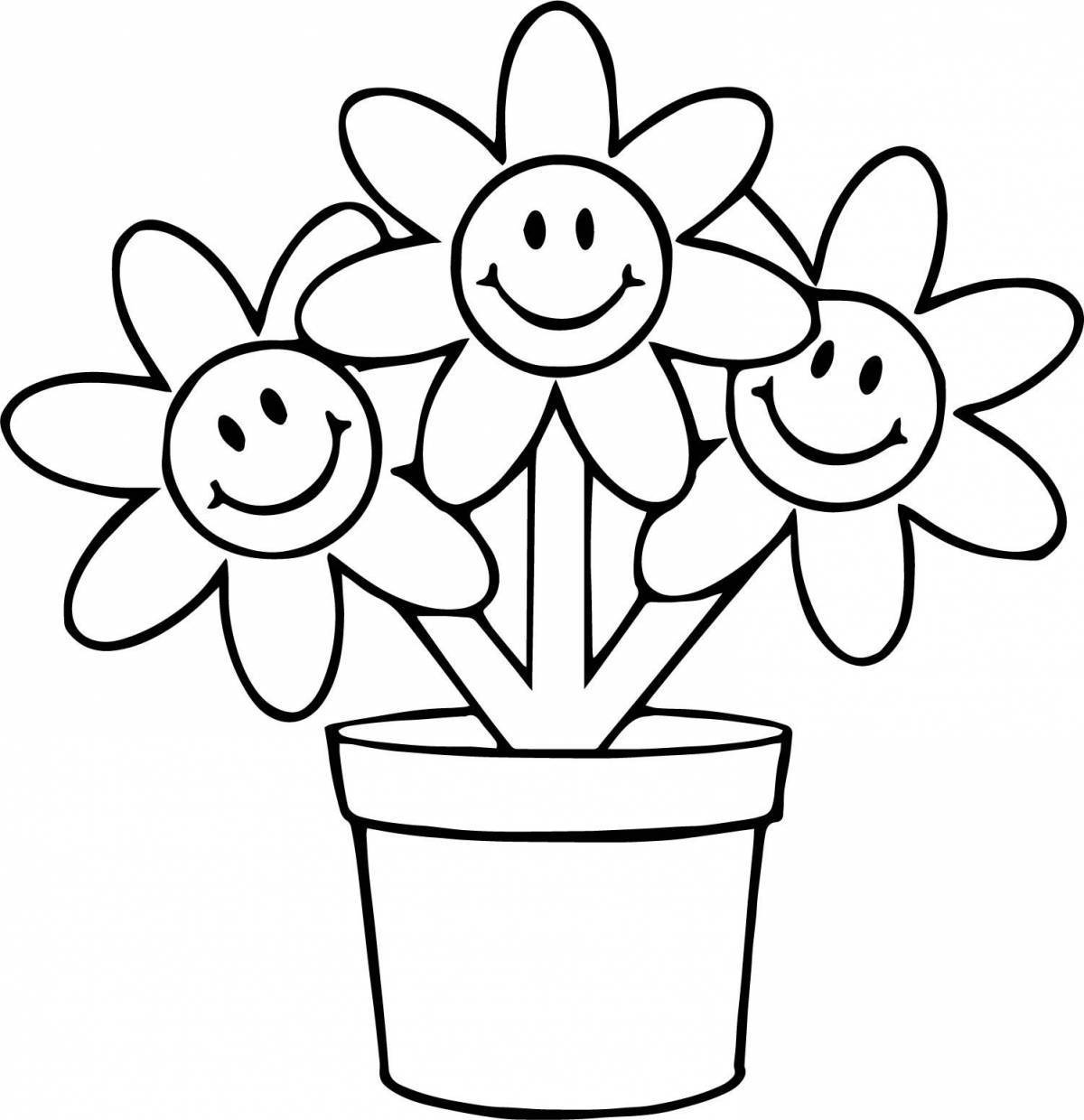 Blooming coloring flowers for children