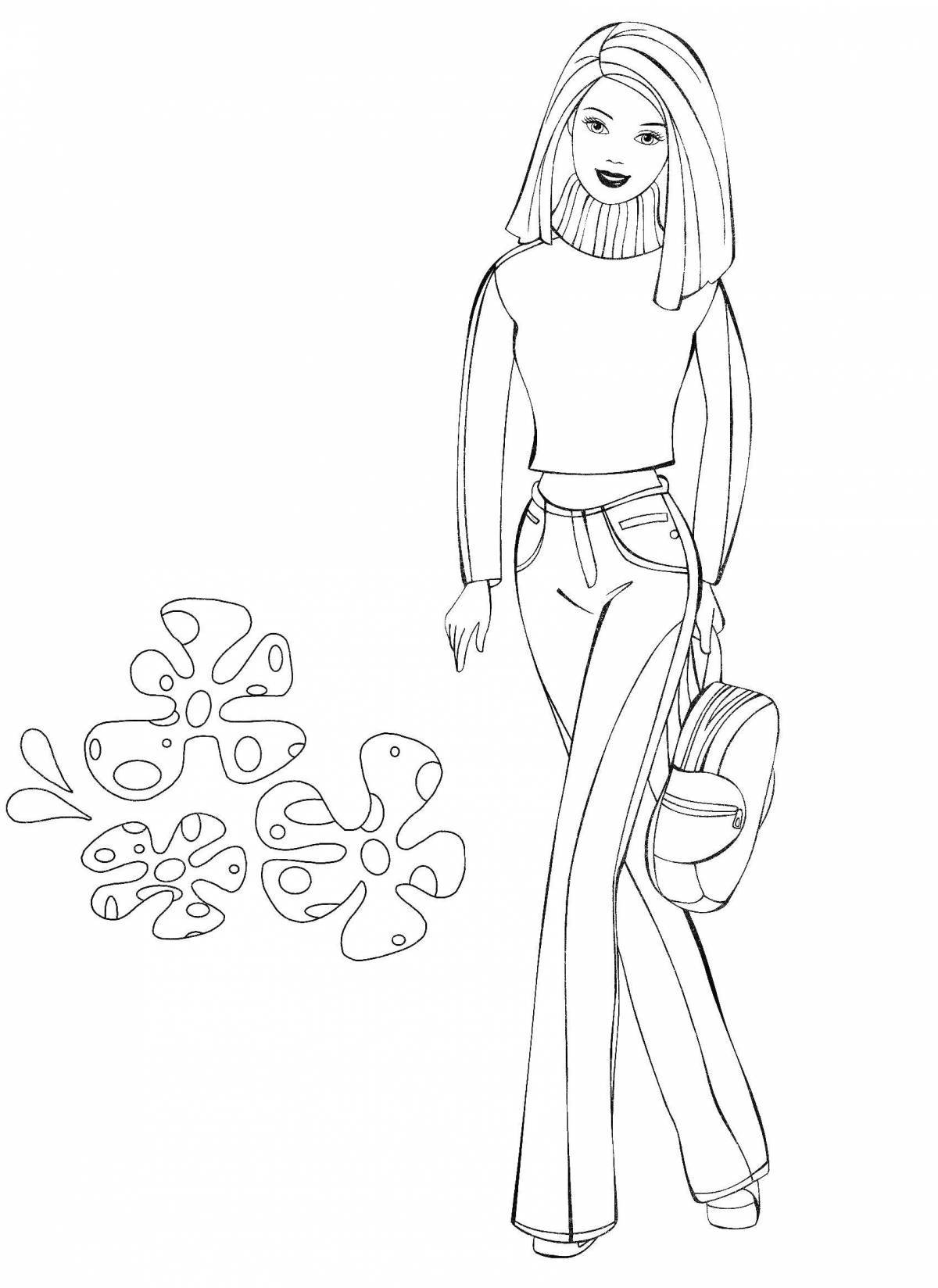 Exquisite barbie doll coloring page