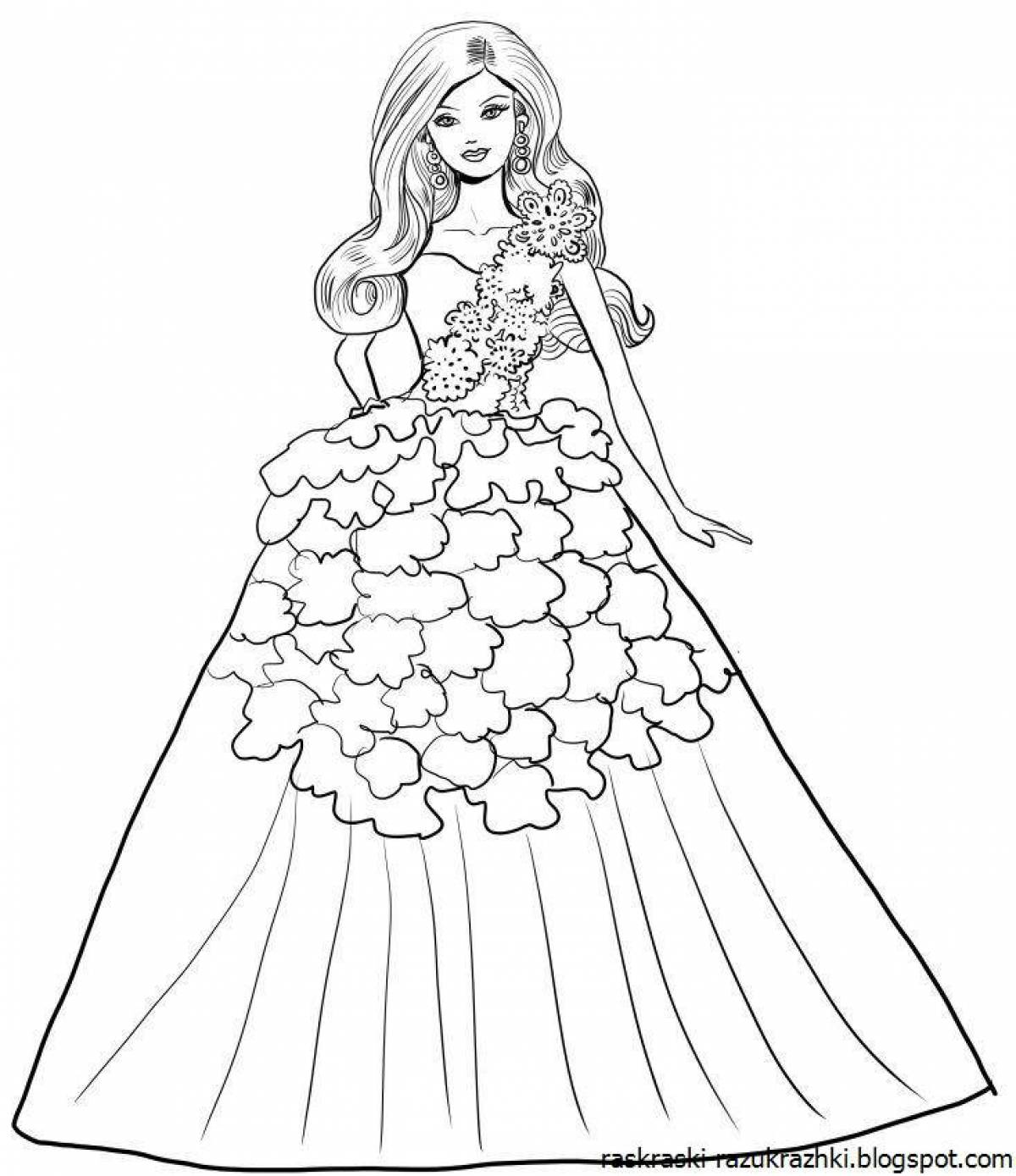 Glitter barbie doll coloring page