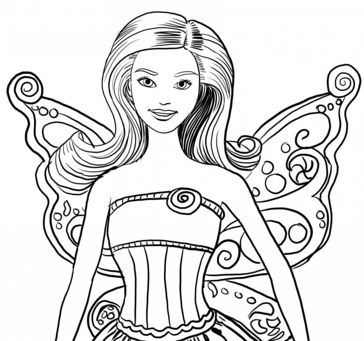 Adorable Barbie doll coloring page