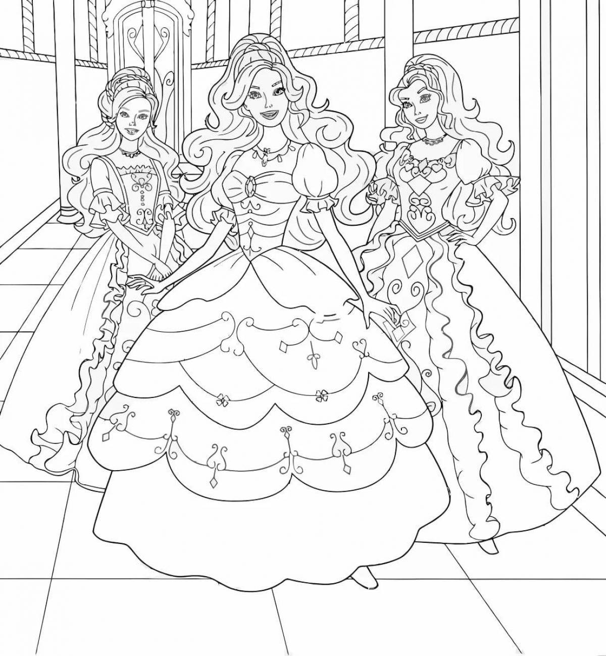 Colorful barbie doll coloring page