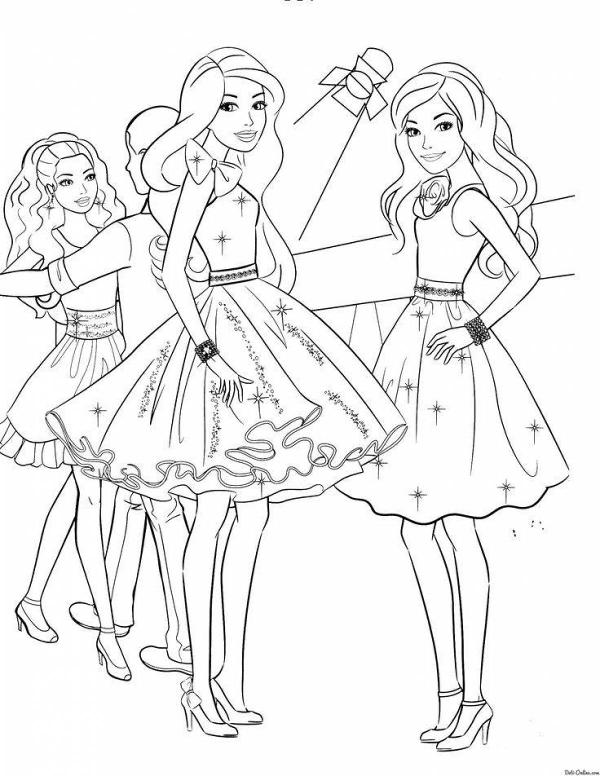 Coloring book mesmerizing barbie doll