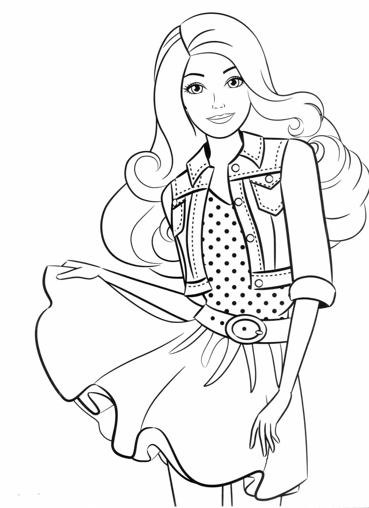 Coloring book dazzling barbie doll