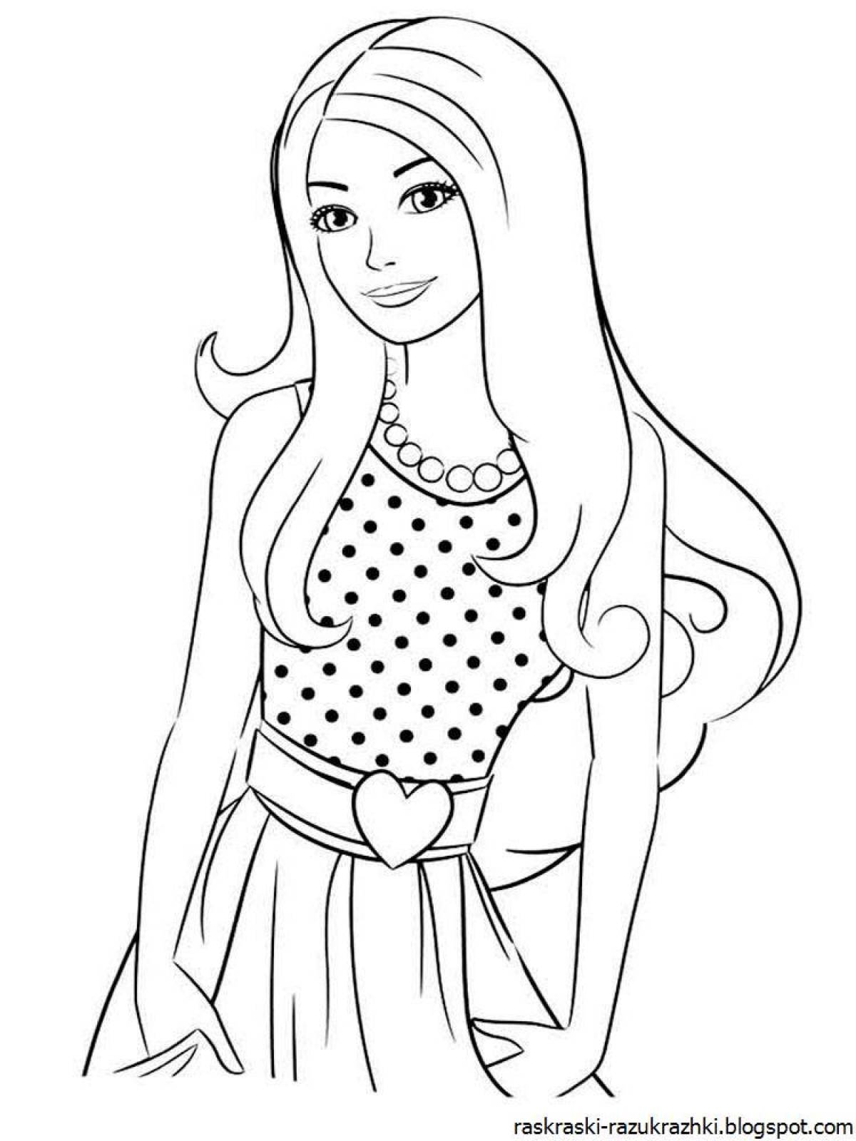 Refreshing barbie doll coloring page