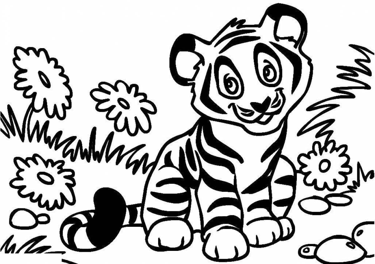 Очаровательная раскраска тигренка