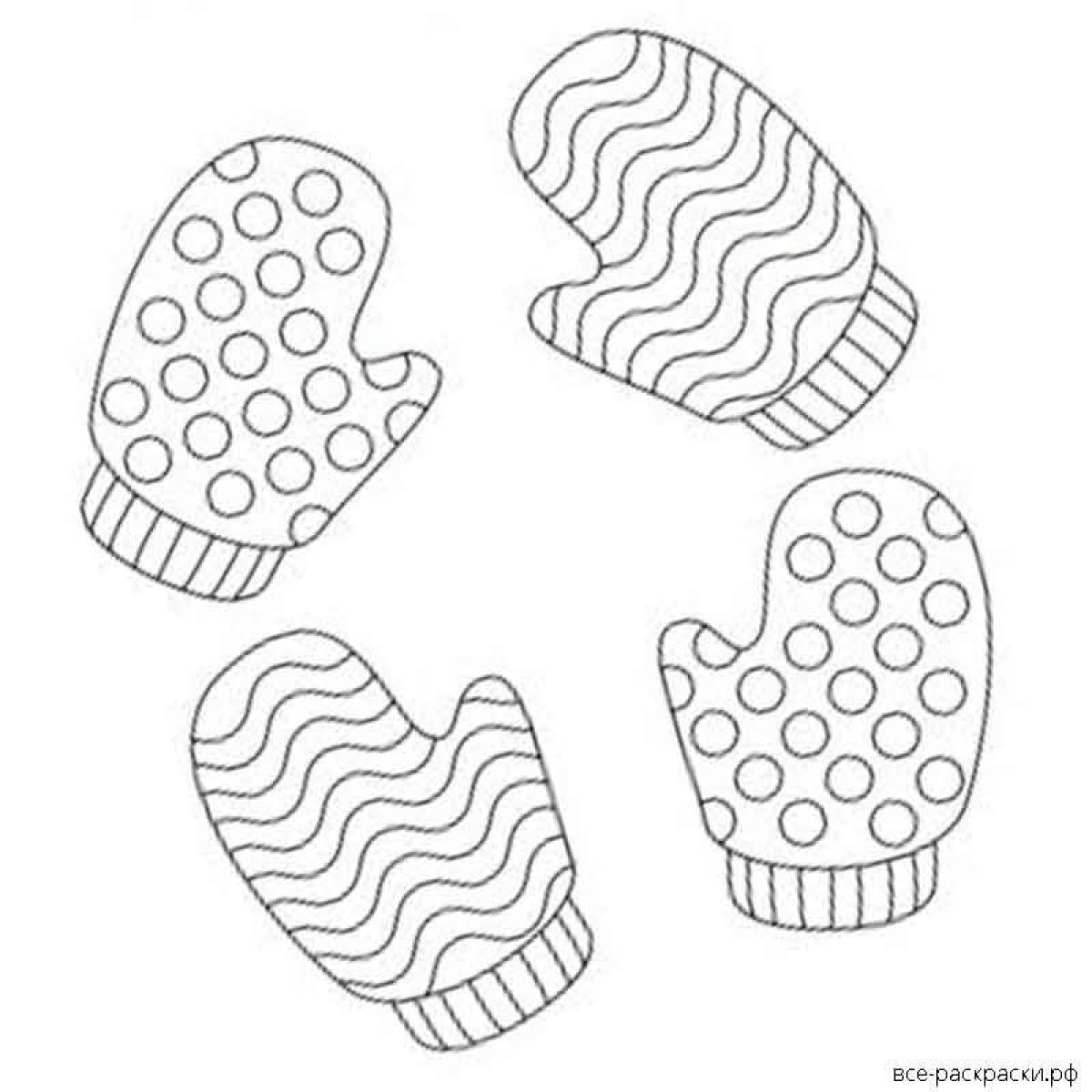 Glittering mitten coloring page