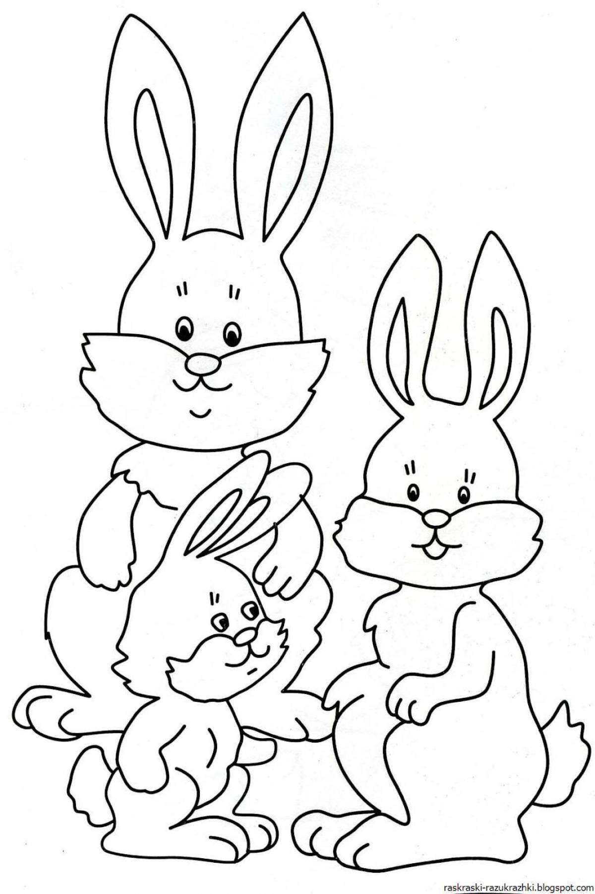 Яркая раскраска кролик для детей